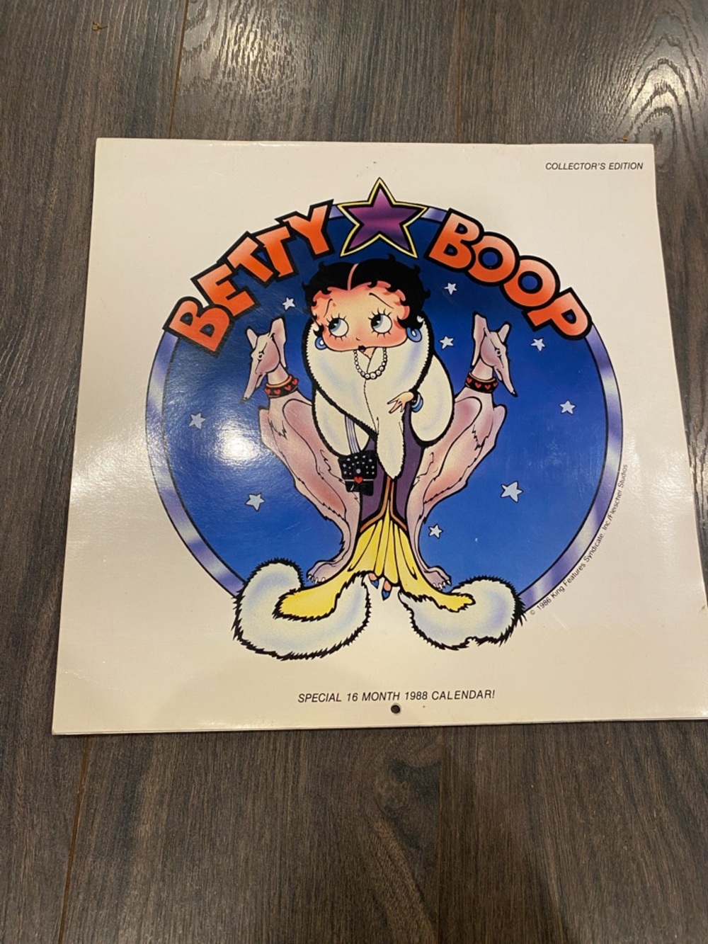 Betty Boop 16 month calendar 1988 Art - Blue, Yellow, Pink 4:5